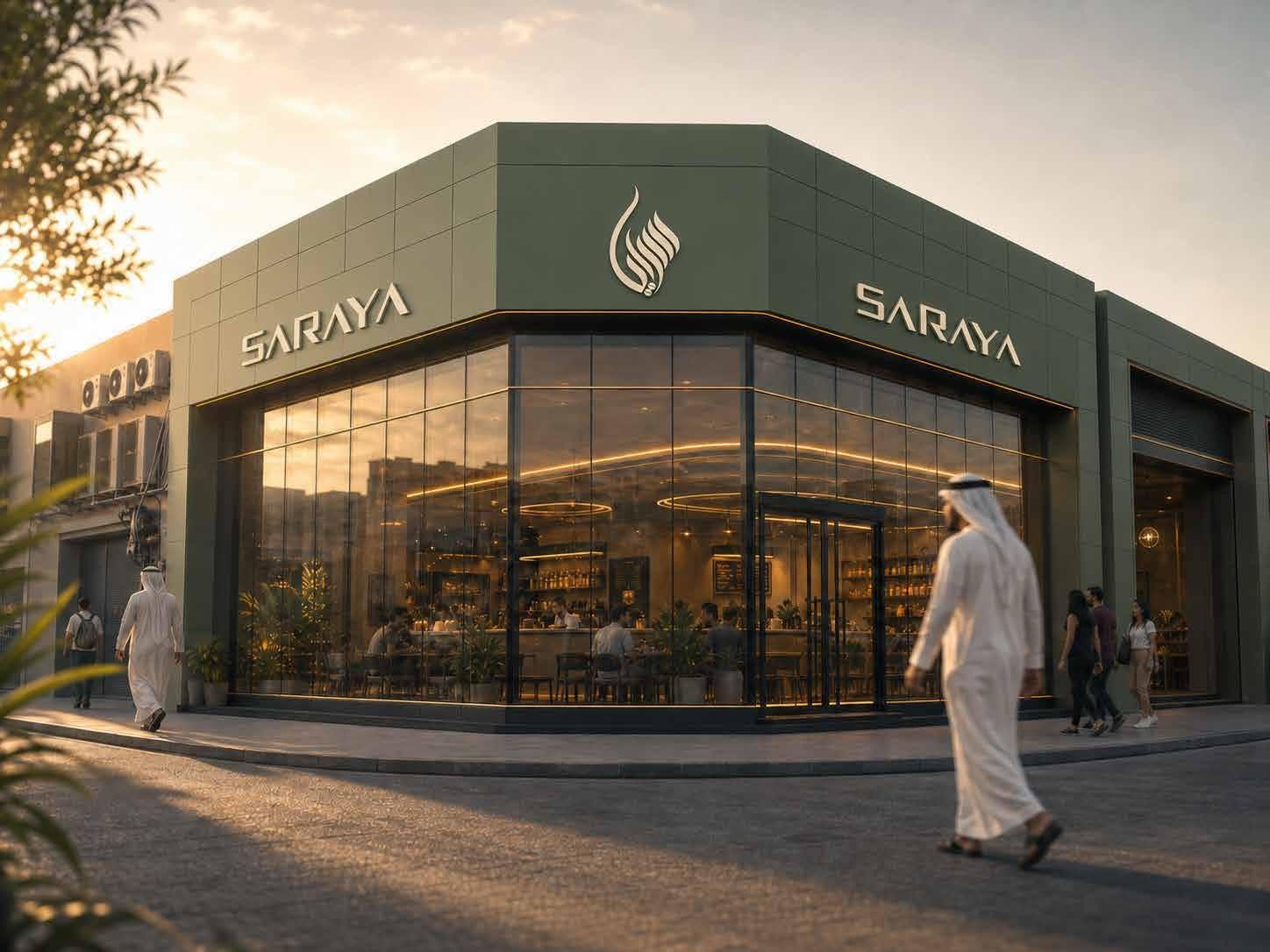Saraya Coffee Roasters storefront in Sharjah